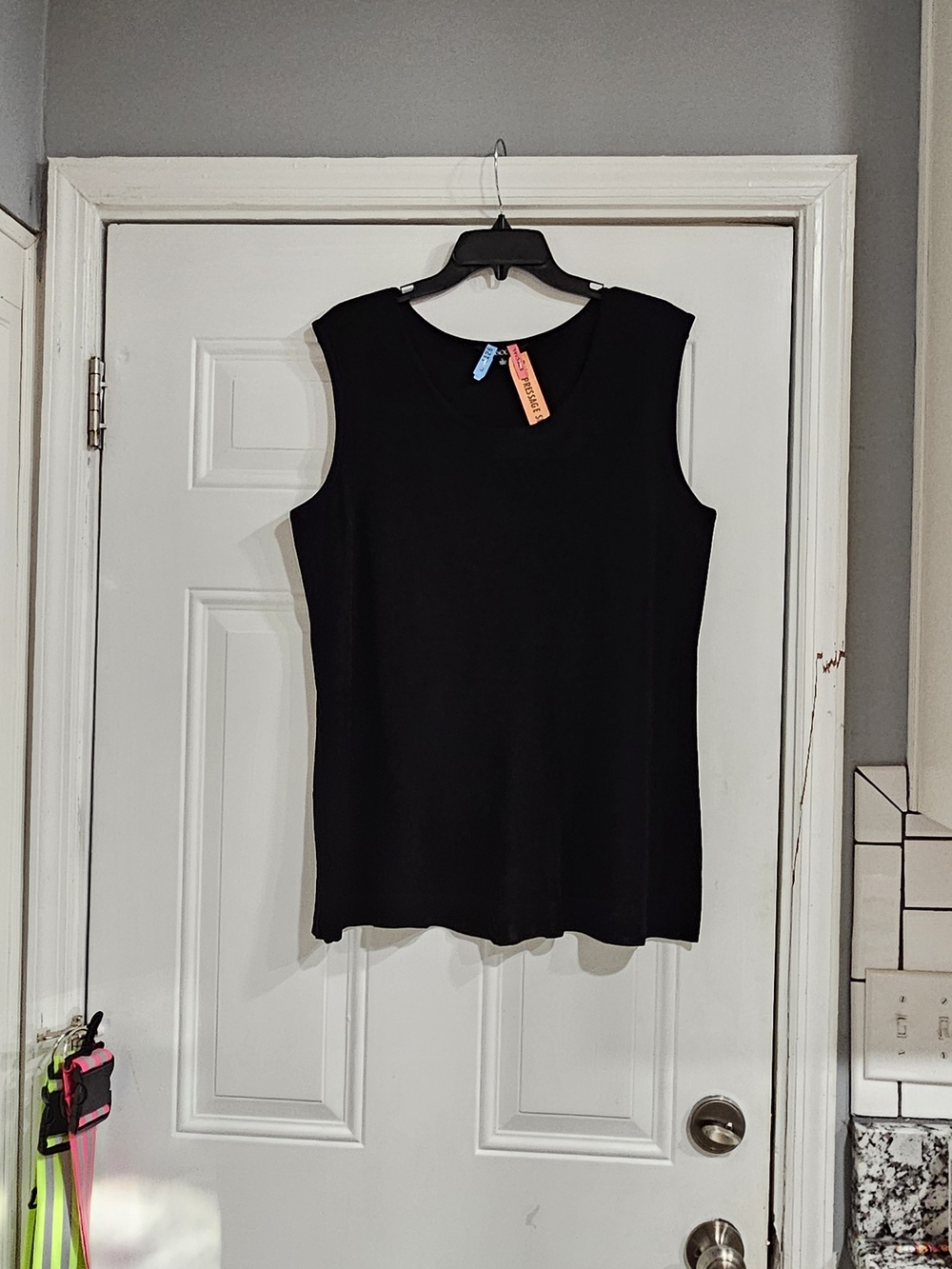 Misook Black Sleeveless Stretch Knit Top